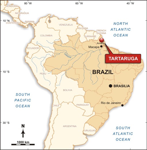 Location map of Beadell Resources project in Brazil